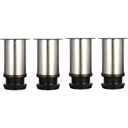 4 justerbare ben 8 cm høyde tykke skapben bordben møbelben, børstet rustfritt stål, justerbar høyde 0-15 mm kommer med rustfritt S