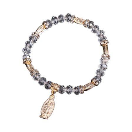 Klart kristallglaspärla Rosenkrans Armband Katolsk Rosenkrans Handklänning Tillbehör för Baby Shower Bröllop Pojke och flicka present