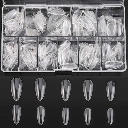 Almond Shaped Acrylic Nail Tips - 500pcs False Nails Tips Full Cover Nails With Case For Diy Nail Art, 10 Sizes