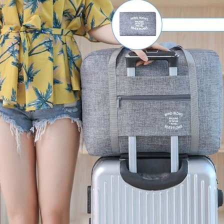 Grå kabinveske 48 * 17 * 32 cm, sammenleggbar, lett, reiseveske, koffert, bærbar kabinveske, bagasjeoppbevaring, stor flyveske, kabinveske Sa