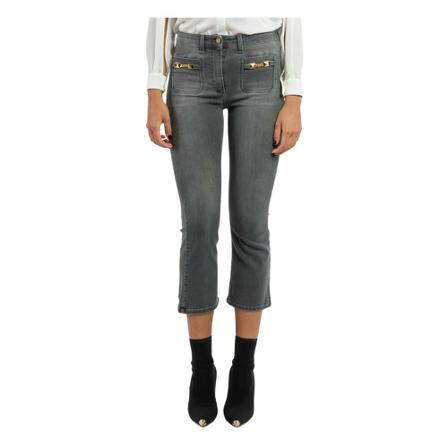 Elisabetta Franchi, Cropped Jeans Grijs, Dames, Maat:W27,elastaan