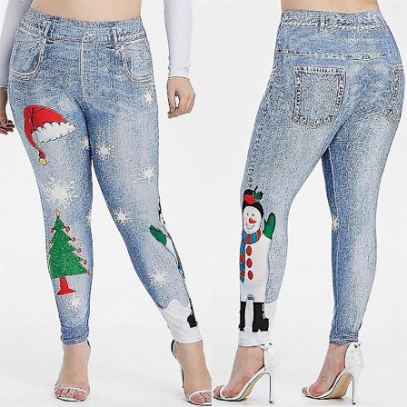 Glædelig Jul Snemand Søde Dame Jeggings Høj Talje Ankel Længde Dejlige Leggings Dame Skinny Træningsbukser Jul