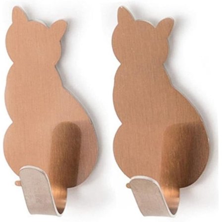 Selvklæbende Kattemønster Rustfrit Stål Genanvendelig Til Badeværelse Køkken (Rosaguld 2stk)