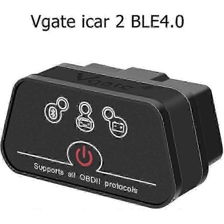 Obd Bluetooth, Icar 2 Ble4.0 Obd2 Adapter Diagnostiske Værktøjer Bilkode Læser Til Ios, Android Og Windows (Sort)