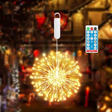 ROSNEK Ladattavat Joulunpaloja valoketjut kaukosäätimellä ja ajastimella, ulkokäyttöön koristeeksi