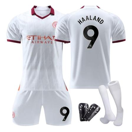 23/24 Manchester City udebanebørnefodboldsæt med sokker og beskyttelsesudstyr 9 HAALAND 2XL