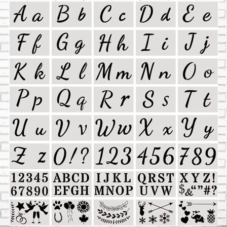DIY Genanvendelig Plast Alfabet Bogstav Stencil Nummer Stencil med Store og Små Bogstaver Tal og Tegn (40 Stykker)