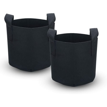 Pakke med 2 planteposer i non-woven 38 liter - 10 gallon - 40 x 30 cm - med bærehåndtak - for hage, drivhus, etc. - plantepose