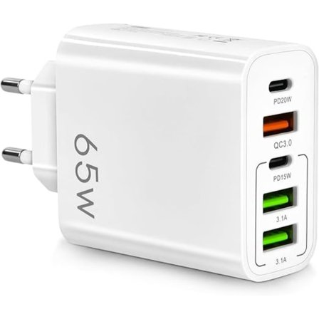 Flera Laddare 65W 5 USB-Portar C, QC3.0, USB C PD20W Adapteri, Flera Laddare, Snabbare och Säkrare Laddning. Kompatibel med Alla Mobiltelefoner{hh}