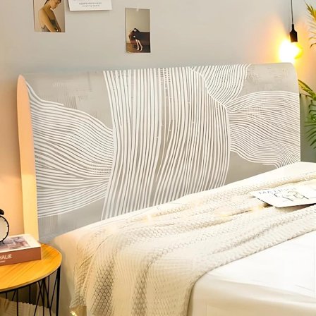 Sengegavlstrekk 160 cm, Stretch Sengegavlstrekk, Moderne Beige Sengegavlbeskyttelse Trekk Avtakbart og Vaskbart, Støvtett 150-170 cm