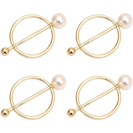 6 stk Runde T-Shirt Klips Ringe Sjal Spænde Slides Sjal Klips Ring Sjal Spænde Silke Spænde Klips med Kunstig Perle 45mm