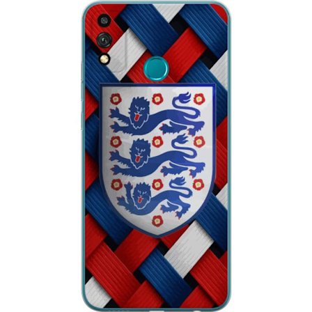 Kompatibelt Mobildeksel til Honor Honor 9X Lite Grafiskt England-motiv med heraldiske løver og flettet mønster i rødt, hvitt og blått, kraftig spo