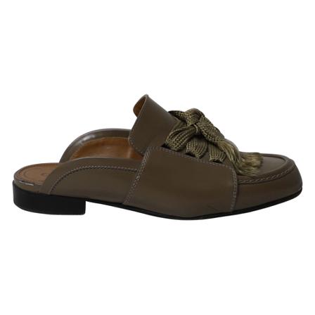 Chloé Pre-owned Harper Lace-Up Mules in Leather , Bruin , Dames , Maat: 36 EU Vintage Schoenen