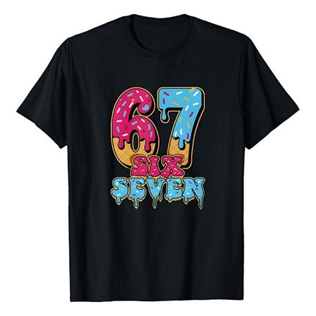 Six Seven Grafisk T-shirt | Lös Passform Tryckt Kortärmad Tee*S*911-BK-Svart 8