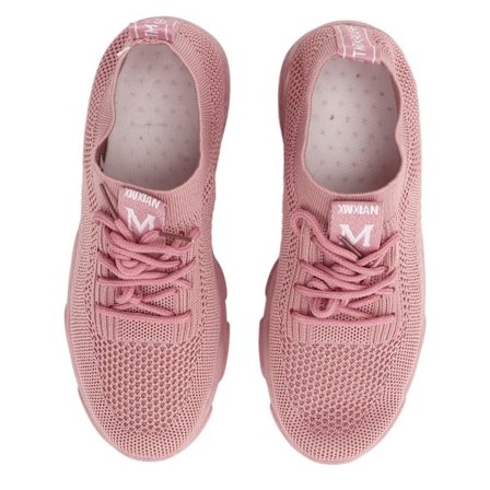 Stilfulde Strikkede Sportssko Komfortable Åndbare Klassiske Mode Sneakers til Kvinder Piger Pink Størrelse 37