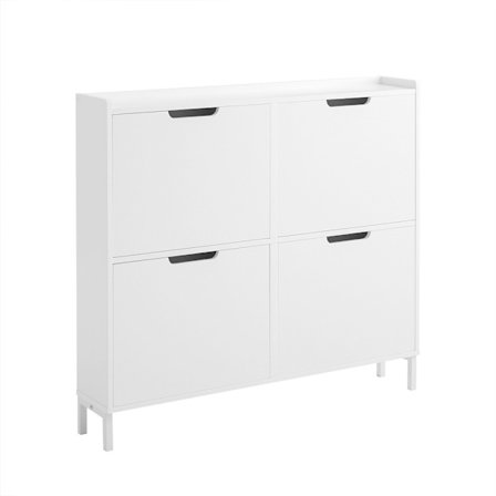 SoBuy hvidt skoskab med 4 døre 19x100x91.01cm, minimalistisk FSR100-W