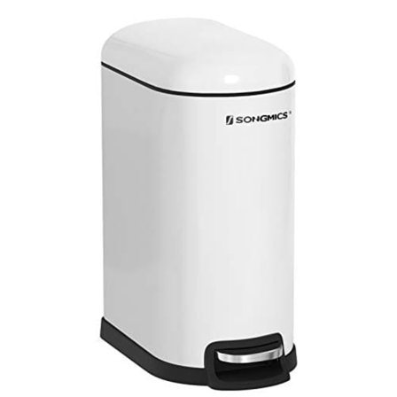 SONGMICS Lille skraldespand, 10L pedalspand, stål, hvid