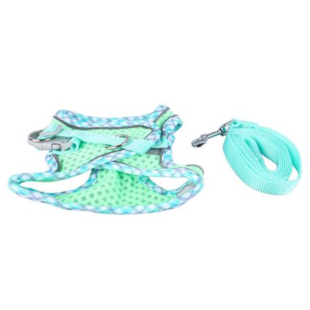 Reflekterende justerbar flugtsikker kæledyrssele med træktov til udendørs mintgrøn S