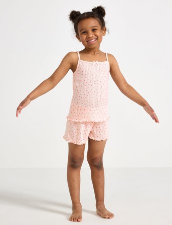 Lindex Pajama Pointelle Ss - Pink - 98/104