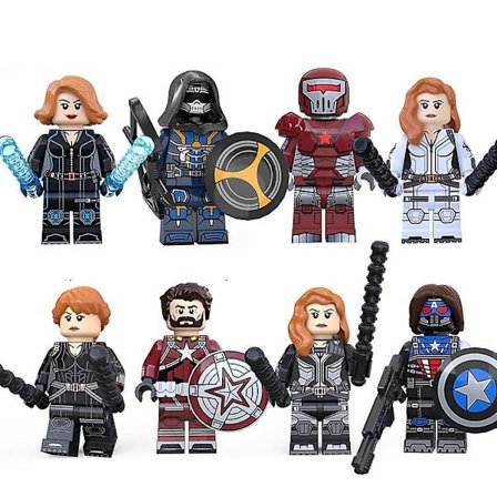 8pcs Superhero Series Black Widow Doll Imitating Master Crimson Mech Winter Soldier Children's Building Block Mini Toy