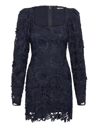 ROTATE Birger Christensen 3D Lace Ls Mini Dress - Navy - 42