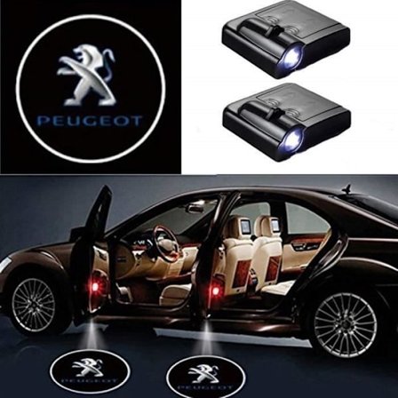 2 stk. Trådløs Bildør Led Velkomst Laser Projektor Logo Lys Lampe Ghost Shadow Light Logoer - (Peugeot) -