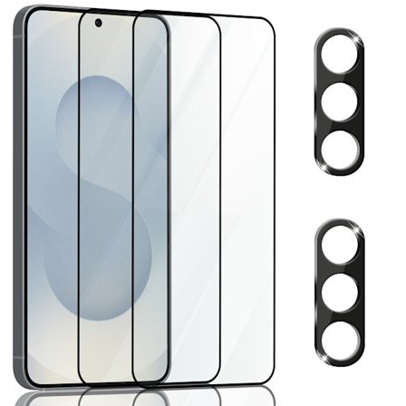 2-pakning Samsung S25 Skjermbeskytter & 2-pakning Linsebeskytter - Herdet Glass 9H - Super kvalitet 3D