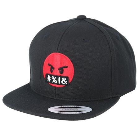 Iconic - Svart snapback Caps - Kids Emoji Angry Words Black Snapback @ Hatstore