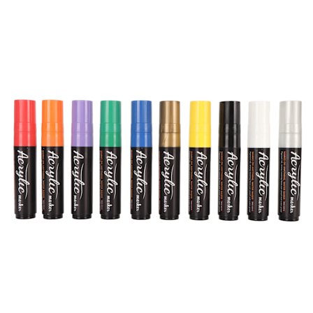 15mm Fiber Tips Akrylmaling Markør 10 Farver DIY Vandtæt Hurtigtørrende Maling Markør Penne til Stenmaleri