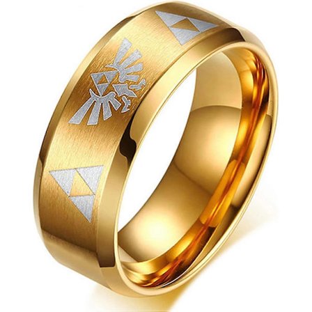 8mm The Legend of Zelda Triforce Ring, Mattpolerade Band i Rostfritt Stål - -