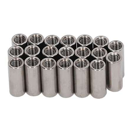 20 stk. koblingsmøtrik rustfrit stål M5 rund stang forbindelsesmøtrik hungevind til forbindelse