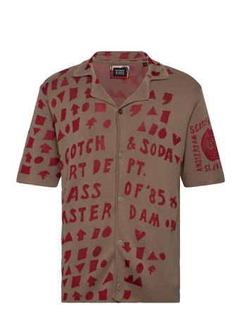 Scotch & Soda Jacquard Knitted Shirt - Brown - XXL