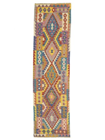 Kelim Afghan Old Stil Teppich Orientalischer Läufer Braun/Orange (Wolle, Afghanistan)