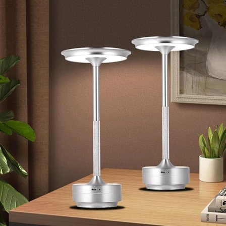 Trådløs Bordlampe, Dimbar, Metall, USB Oppladbar - 1/2stk_TF_TF
