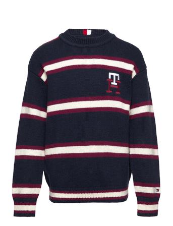 Stripe Monogram Sweater Pullover Striktrøje Multi/mønstret Tommy Hilfiger