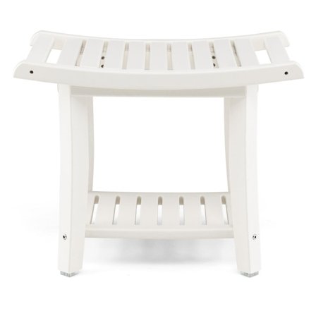 Vattentät duschbänk med böjd sits, förvaring i 2 nivåer