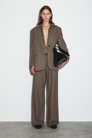 COS Frauen Hose Aus Woll Mix Mit Weitem Bein in Braun