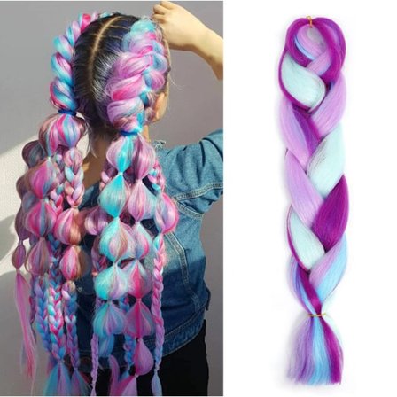Färgmix Fläthår Extensions Jumbo Hår Regnbågsfärg Flätade Peruker
