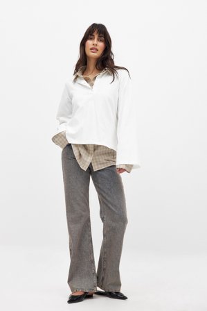 NA-KD Button Long Sleeve Top - Basic toppe - Råhvid - XS