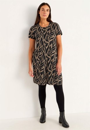 Cellbes of Sweden - Jersey-kjole med lommer i svart / mønstret for damer i størrelse 54/56