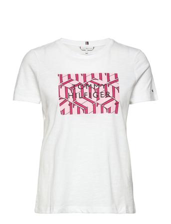 Regular Graphic Open-Nk Tee Ss White Tommy Hilfiger