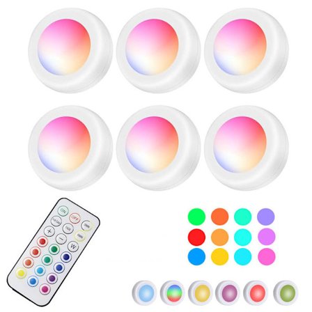 6-pak trådløse LED-spotlights med fjernbetjeninger