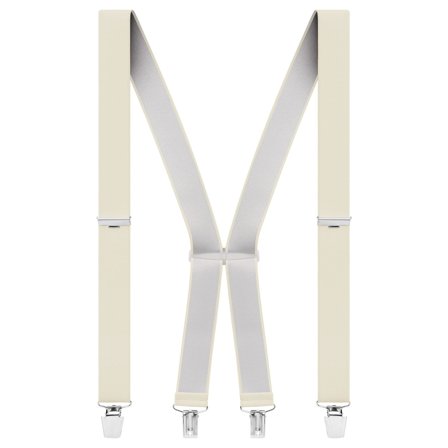 Massive elfenbeinfarbene Clip-On Hosenträger für Männer - Hosenträger mit Clips