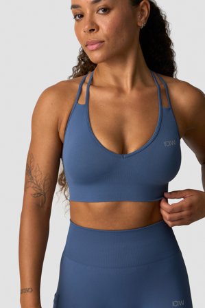 ICANIWILL - Define Seamless V-neck Sports Bra Dusty Twilight Blue - Dame - ICIW
