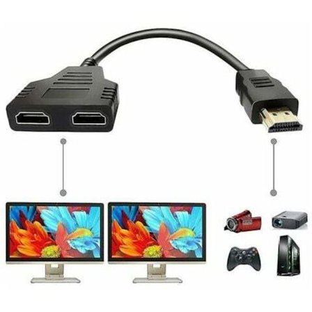 HDMI-jakaja-adapterikaapeli HDMI-JAKAJAA 1 SISÄÄN 2 ULOS HDMI-UROS