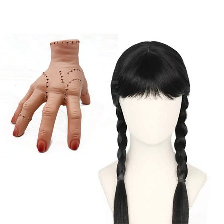 Halloween kostyme COS kostyme rekvisitter parykk (2 stk)