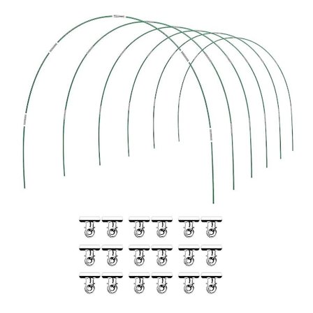 36 stk Drivhusbuer Hage Tunnel 6 sett med 8,5 fot lange Hagebuer Sett, Rustfritt Fiberglass R