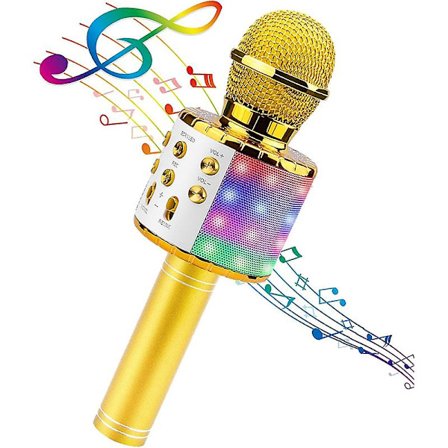 Karaoke trådlös mikrofon med led-ljus, bärbar mikrofon för barn