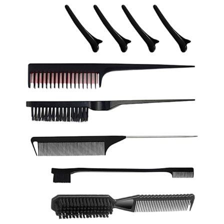 Hårplejekamkollektion 9 stk. hårbørste frisørværktøj til glat styling