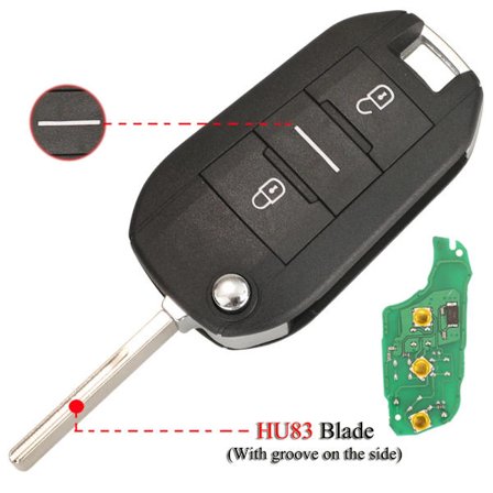 Flip Fjernbetjening Smart Bilnøgle Til Peugeot 208 301 508 5008 Expert 434MHZ ID46 PCF7941A Chip
